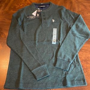 US Polo Association NWT Green Henley Long Sleeve Shirt